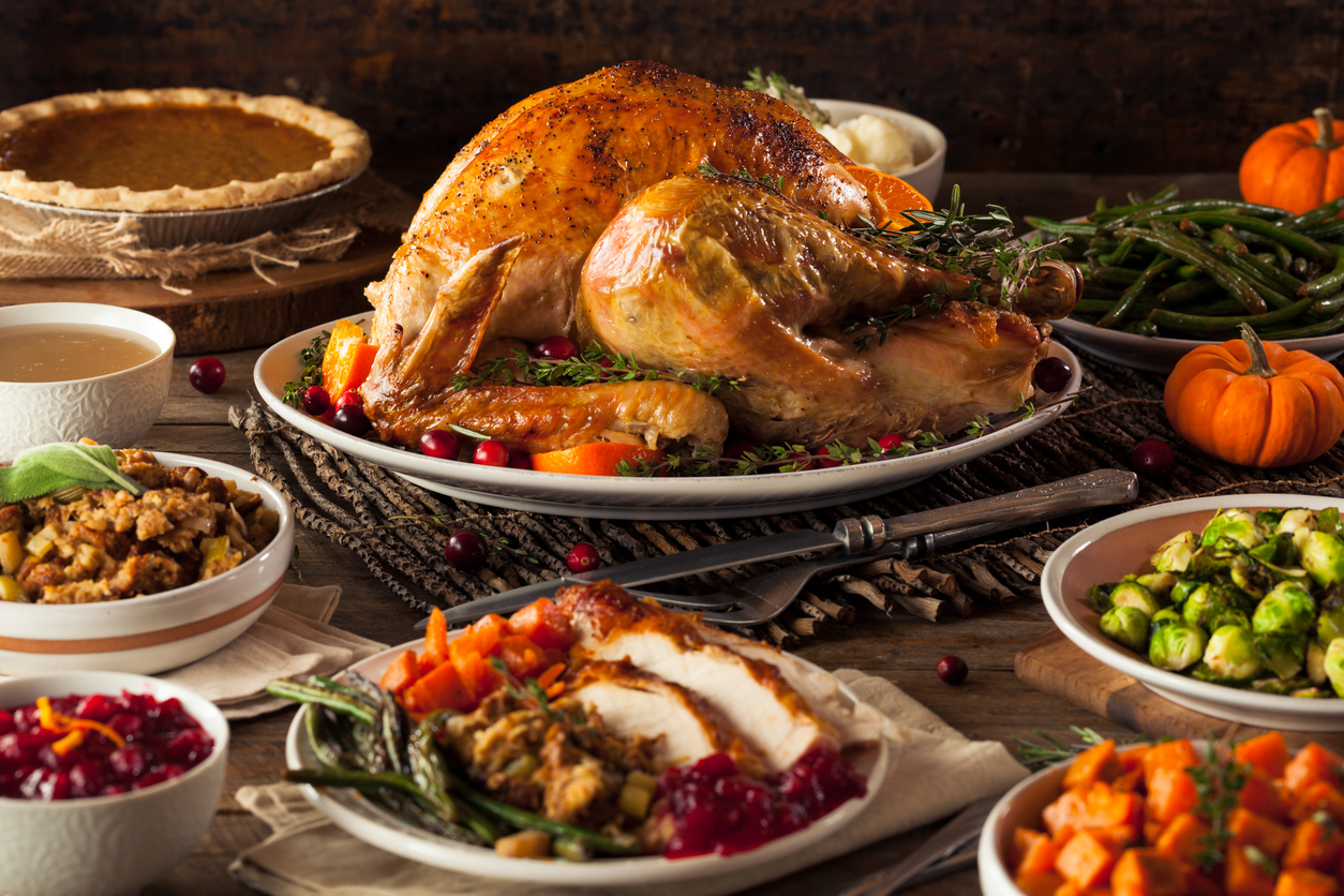 Picture of Thanksgiving Dinner on a table